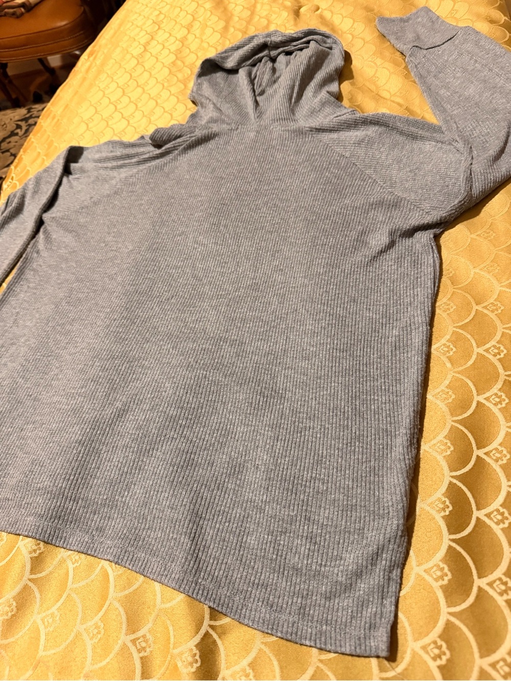 PJ Salvage Grey Hoodie, super soft ribbed knit, long-sleeve, Oversized size XS - Picture 16 of 16